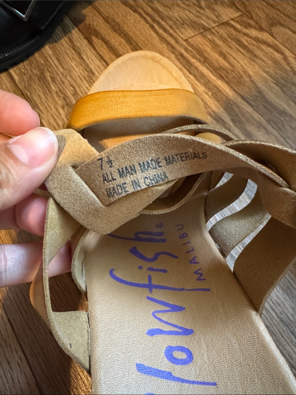 Blowfish Tan Strappy Cork-Effect Wedge Sandals - Picture 6 of 6